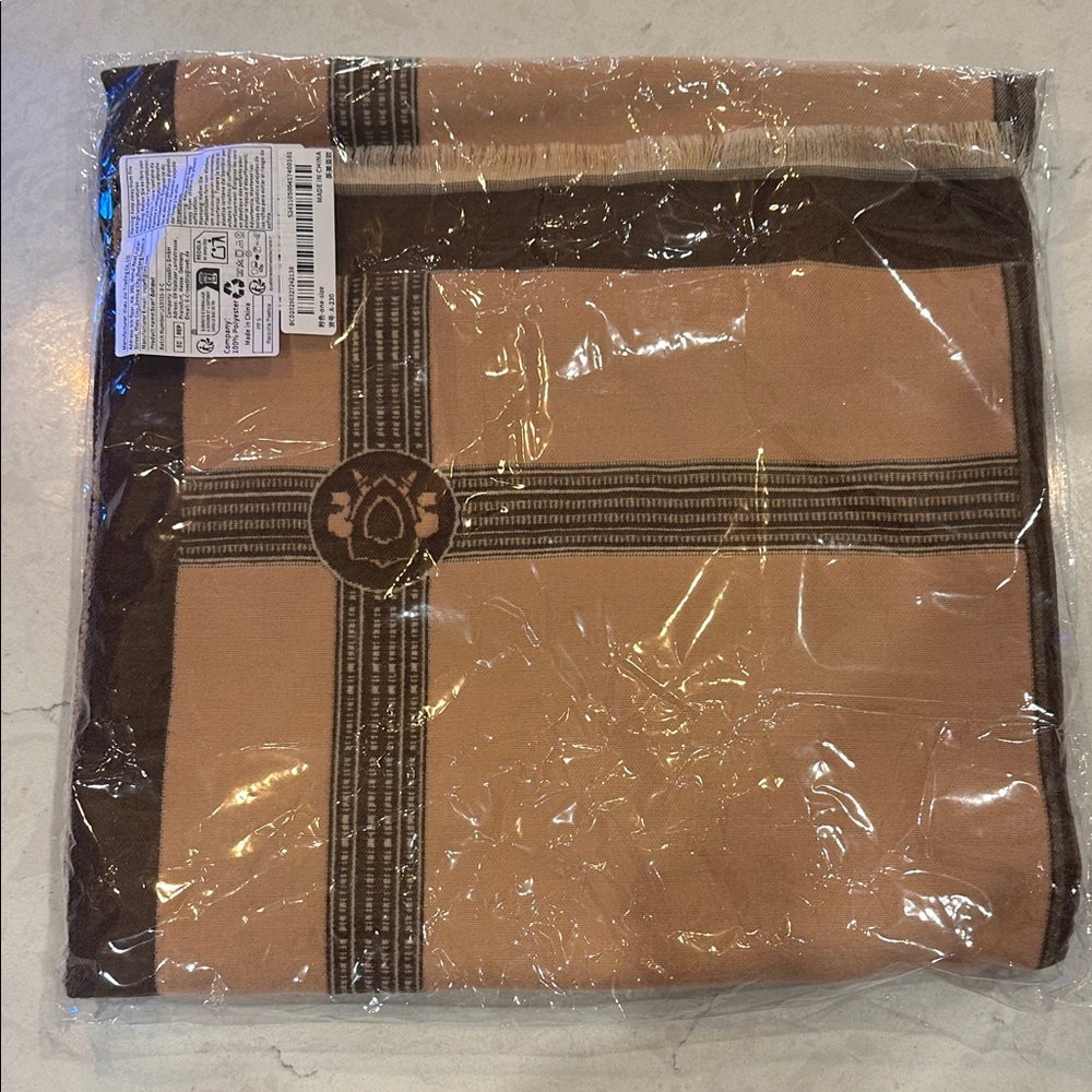 Tan and Brown scarf/shawwith Pattern